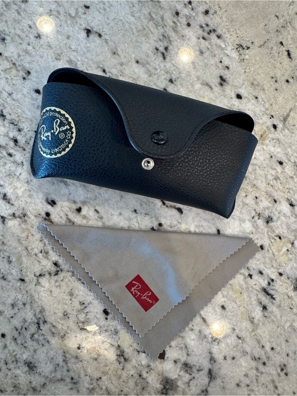 Ray-Ban Black Sunglasses Case with Gray Cleaning Cloth